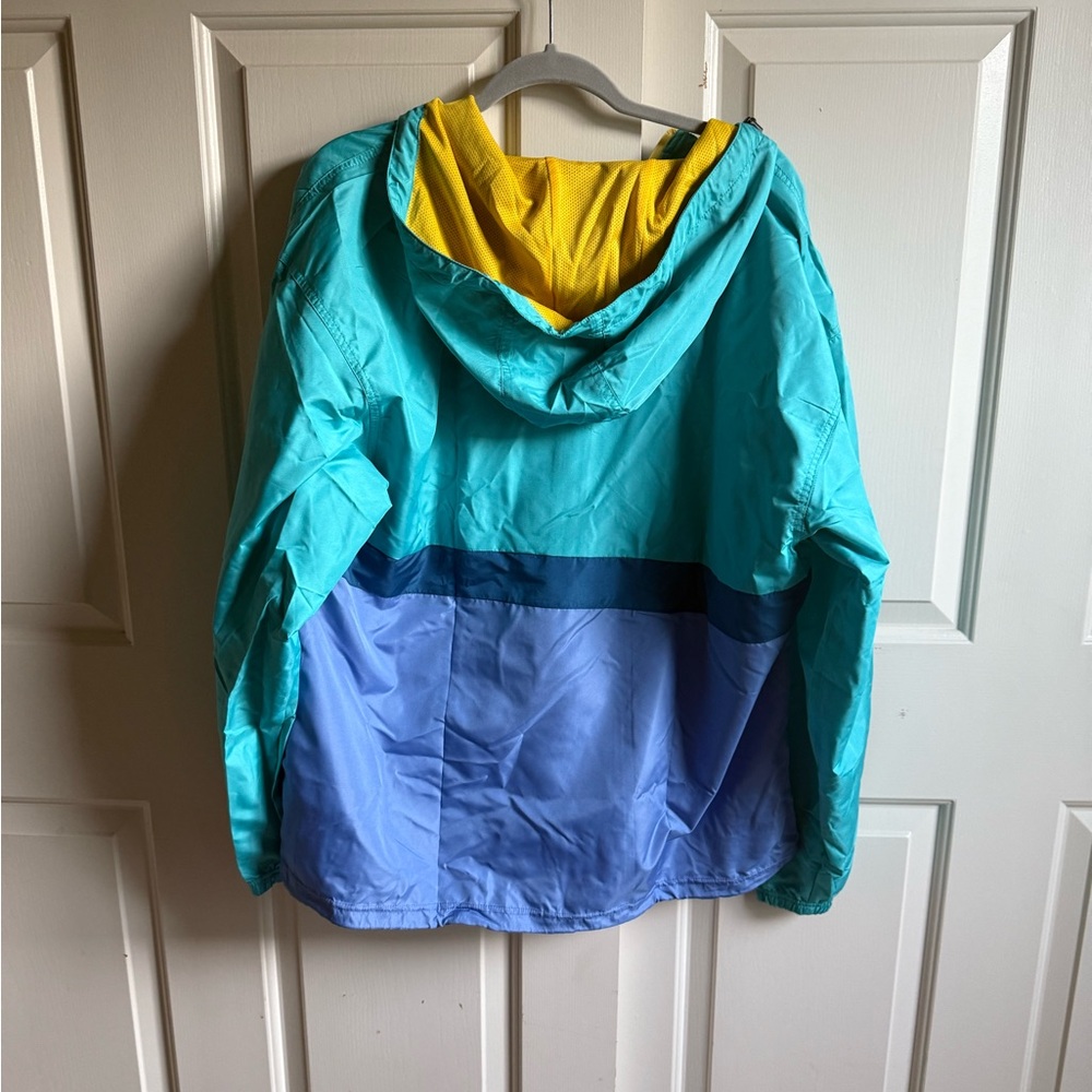 Dutch Bros Unisex Windbreaker / Raincoat - Teal and Blue 90โs style. Size XL - Picture 3 of 3